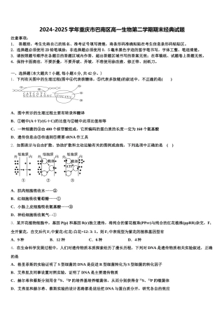 2024-2025学年重庆市巴南区高一生物第二学期期末经典试题含解析