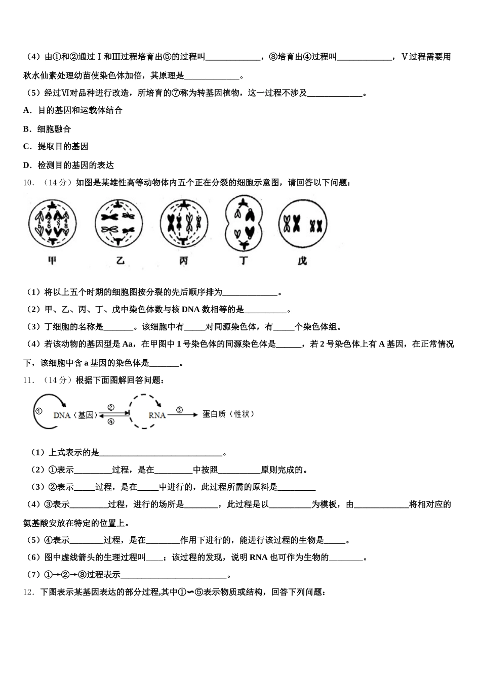 2025年重庆育才中学生物高一下期末教学质量检测试题含解析_第3页