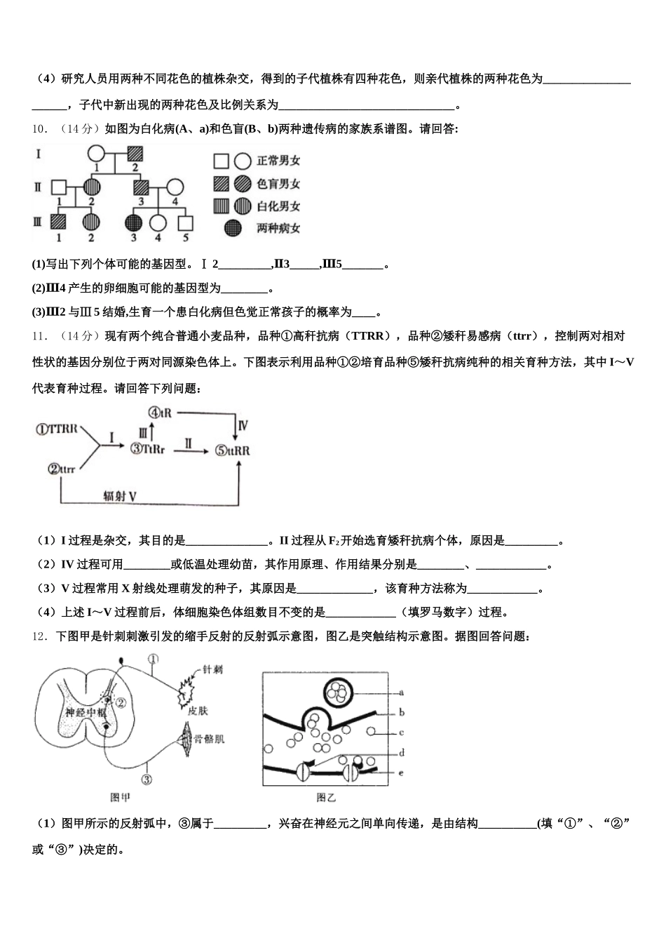 2025届重庆市七校联盟高一下生物期末综合测试模拟试题含解析_第3页