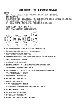2025年重庆市一中高一下生物期末综合测试试题含解析
