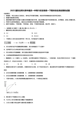 2025届东北师大附中重庆一中等六校生物高一下期末综合测试模拟试题含解析