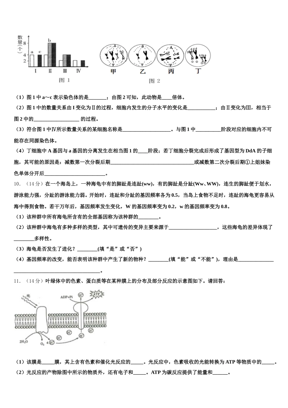 2025届重庆市大足县第一中学生物高一第二学期期末检测模拟试题含解析_第3页