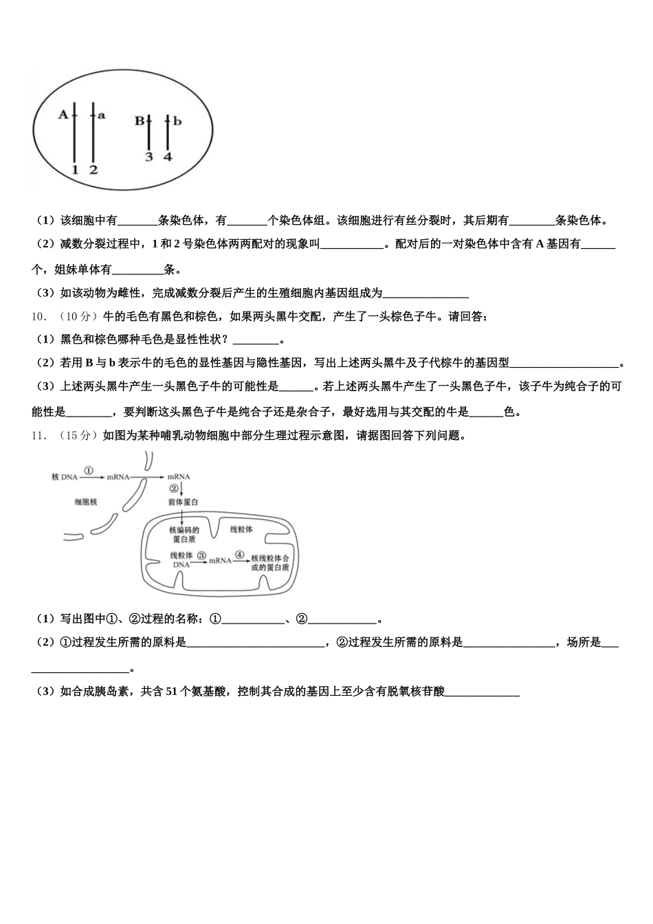 2025届重庆綦江中学七校联考高一生物第二学期期末质量跟踪监视试题含解析_第3页