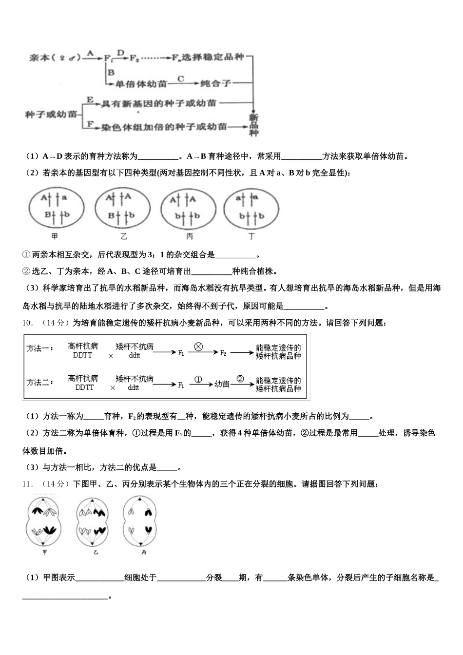 2025届重庆第二外国语学校高生物高一第二学期期末监测试题含解析_第3页