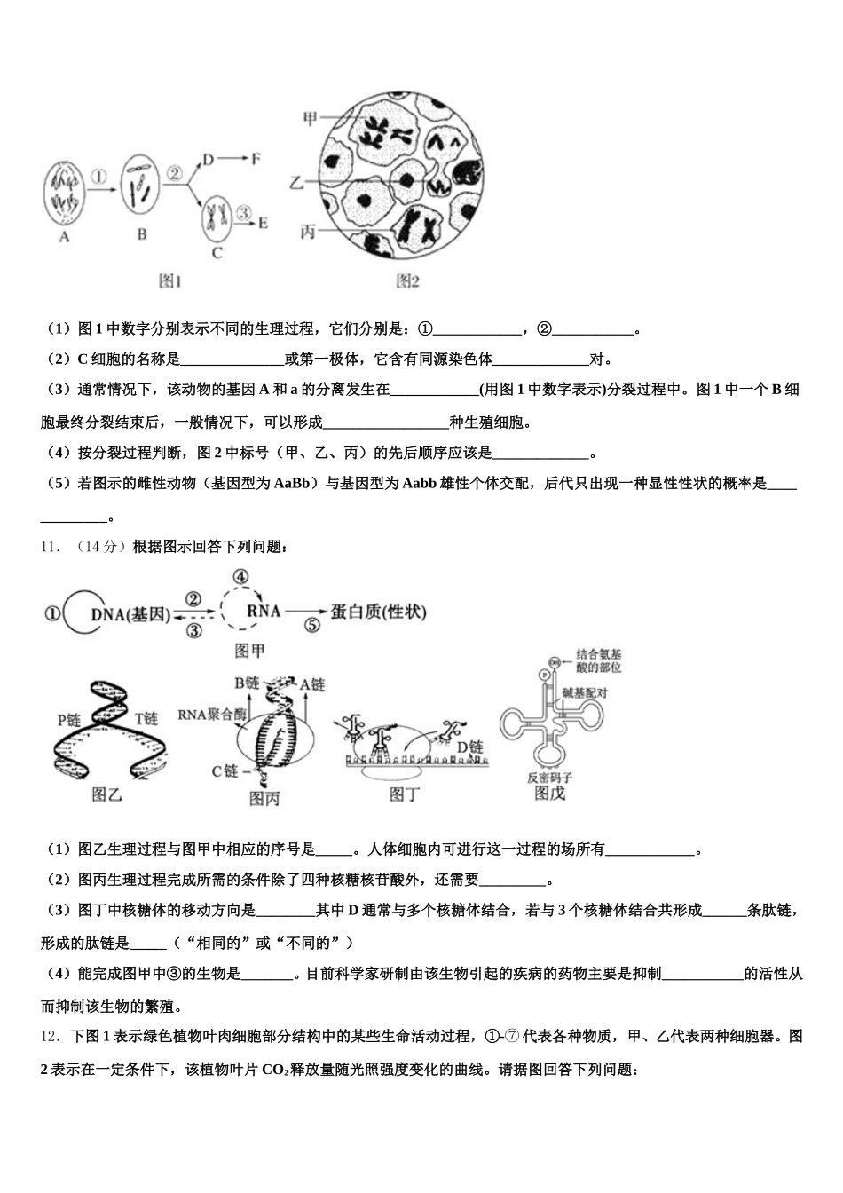 重庆市永川区2025届高一生物第二学期期末监测试题含解析_第3页
