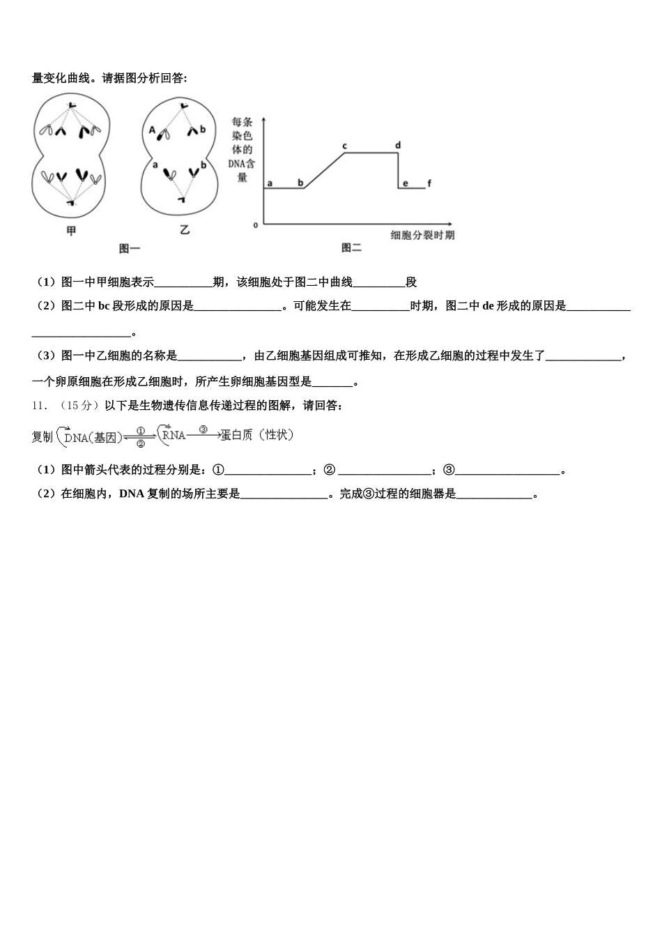 2024-2025学年重庆育才中学生物高一第二学期期末统考模拟试题含解析_第3页