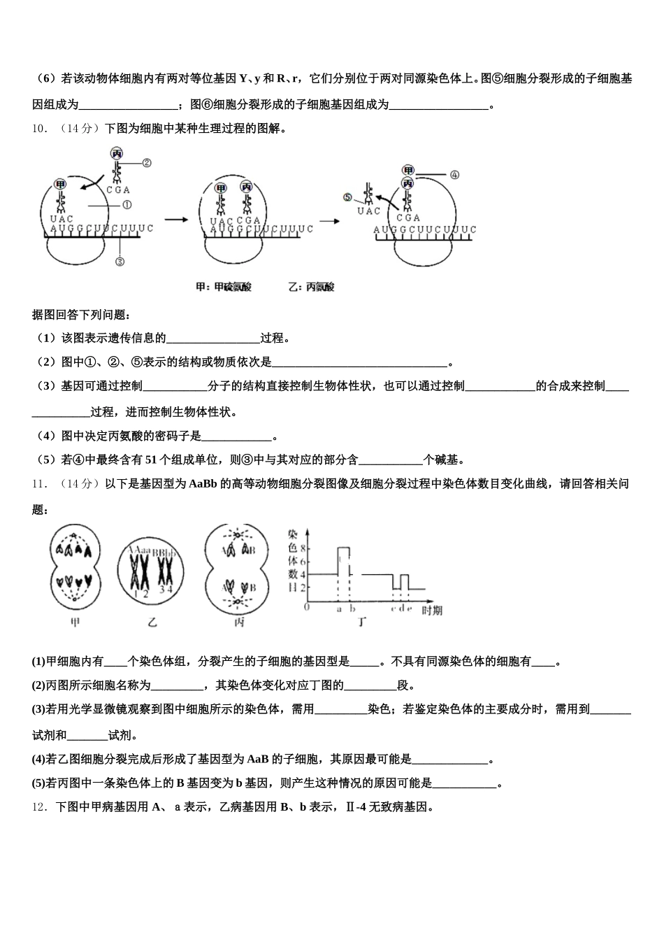 2024-2025学年重庆市重庆市第一中学校高一生物第二学期期末统考模拟试题含解析_第3页