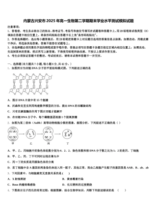 内蒙古兴安市2025年高一生物第二学期期末学业水平测试模拟试题含解析