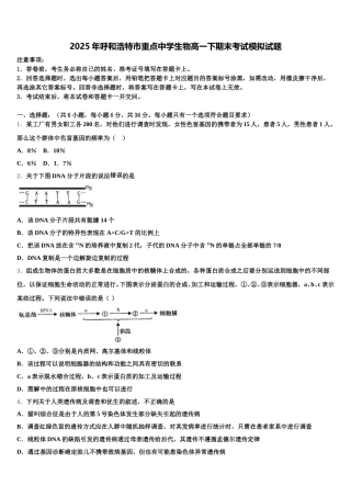 2025年呼和浩特市重点中学生物高一下期末考试模拟试题含解析