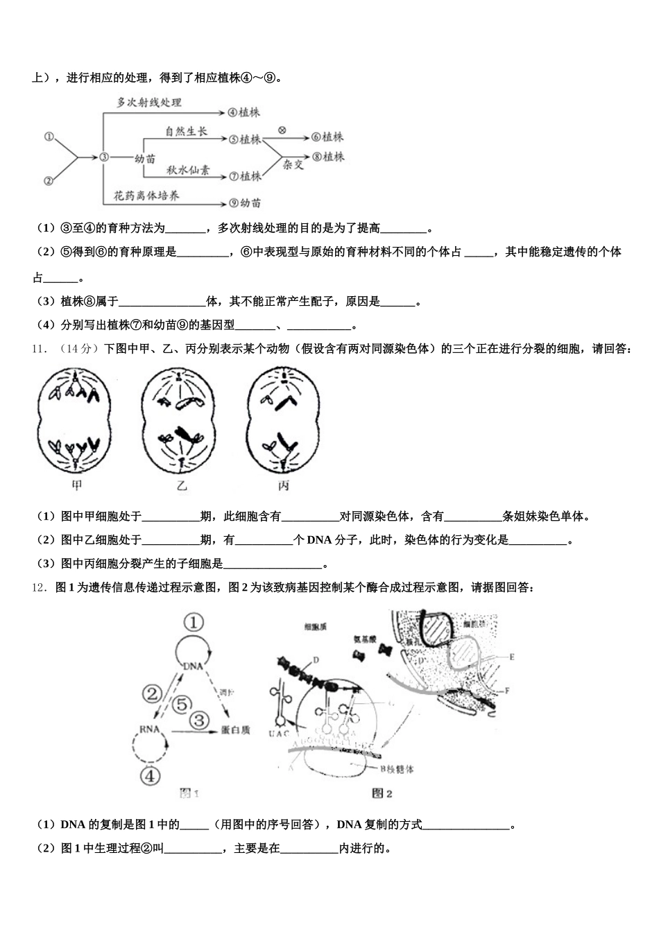内蒙古呼和浩特市2025届生物高一第二学期期末考试模拟试题含解析_第3页