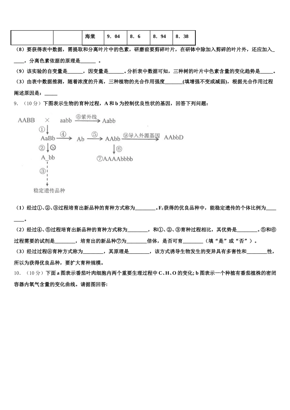 2024-2025学年内蒙古阿拉善盟高一下生物期末学业水平测试模拟试题含解析_第3页