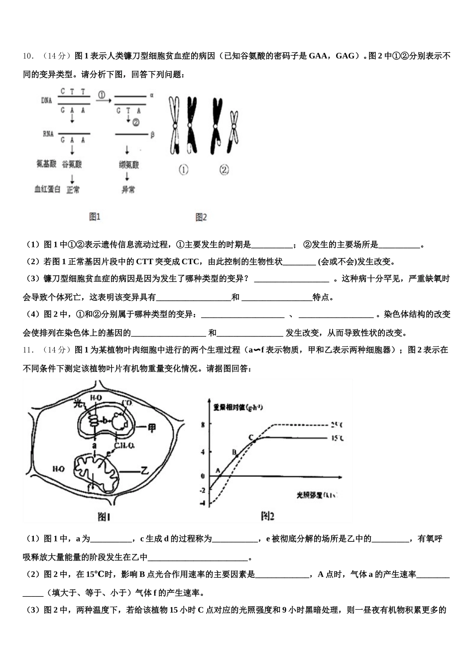 2024-2025学年锡林郭勒市重点中学高一下生物期末达标检测模拟试题含解析_第3页