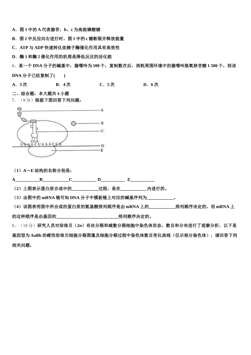 内蒙古呼和浩特市金山学校2024-2025学年生物高一第二学期期末经典试题含解析_第2页