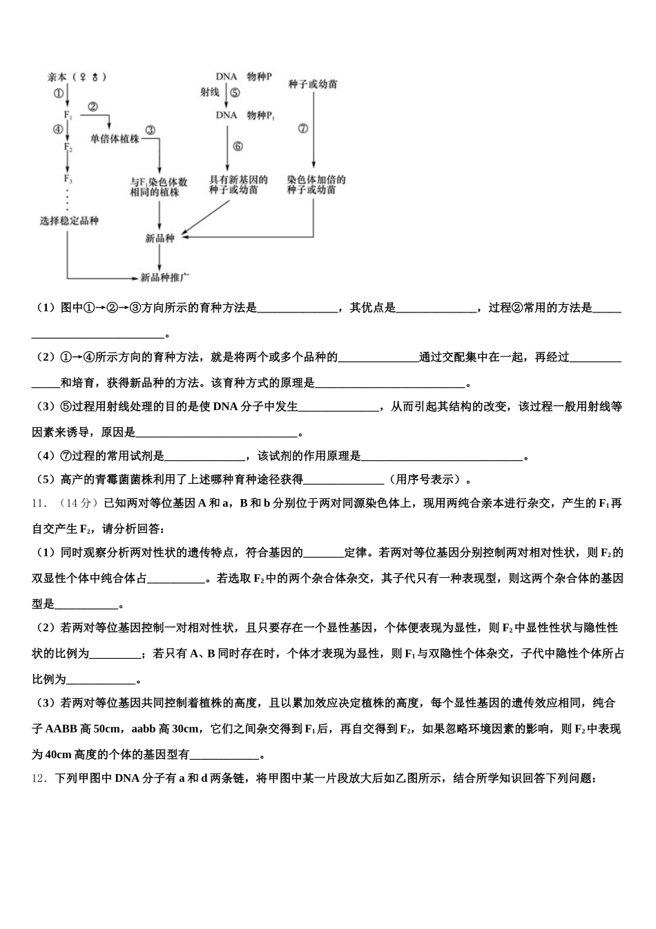 内蒙古赤峰市、呼和浩特市校际联考2024-2025学年生物高一下期末联考试题含解析_第3页