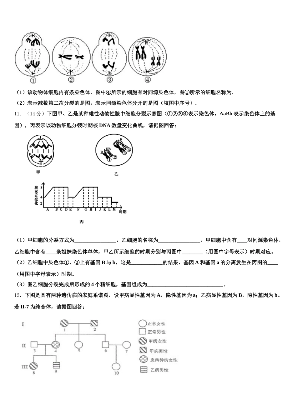 内蒙古呼伦贝尔市阿荣旗一中2024-2025学年生物高一下期末考试试题含解析_第3页