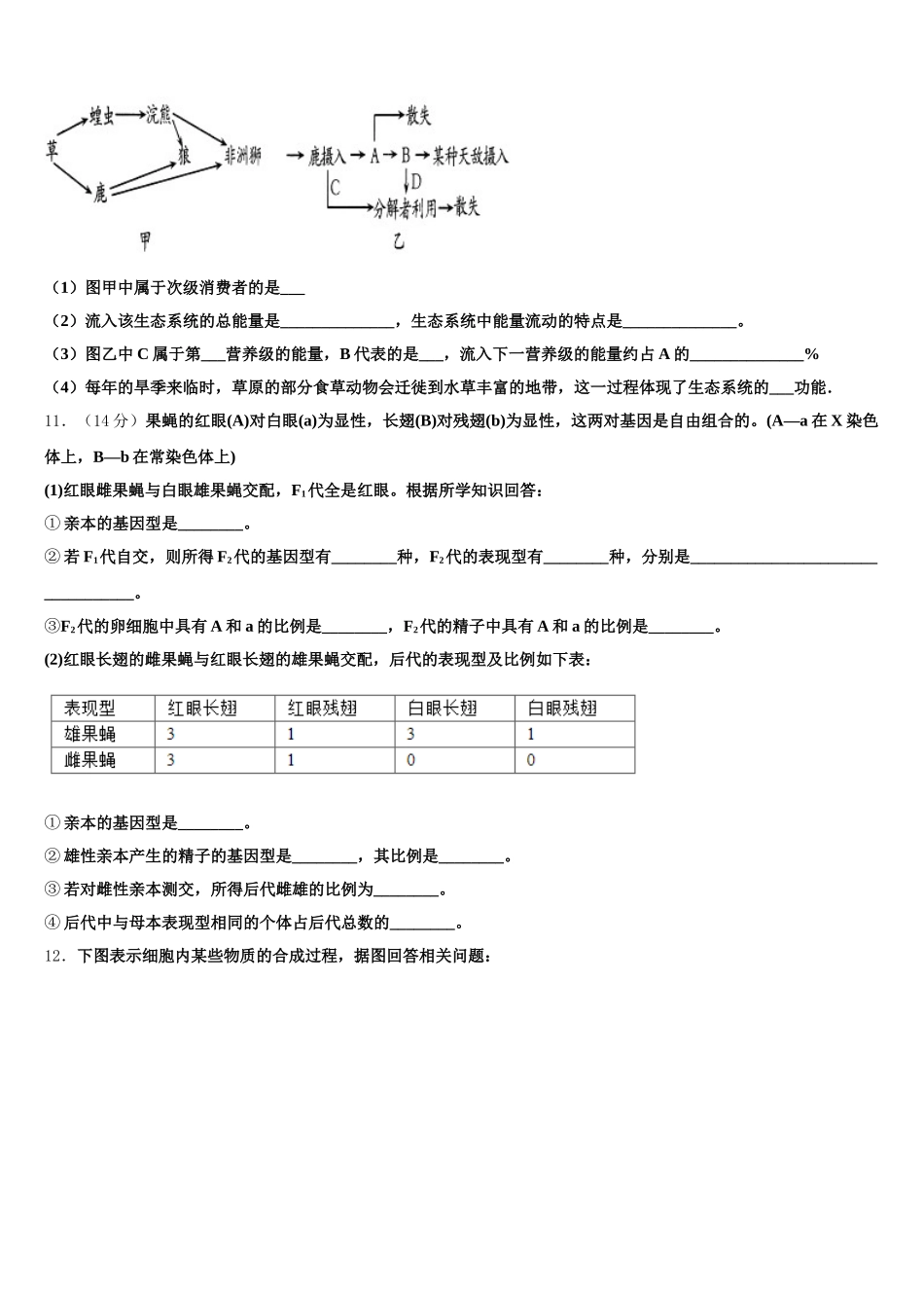 内蒙古巴彦淖尔第一中学2024-2025学年生物高一第二学期期末考试模拟试题含解析_第3页