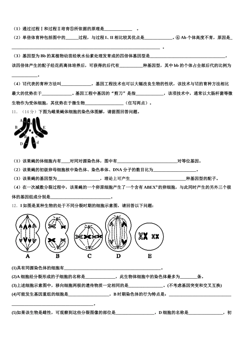 内蒙古集宁二中2025届生物高一第二学期期末学业水平测试试题含解析_第3页