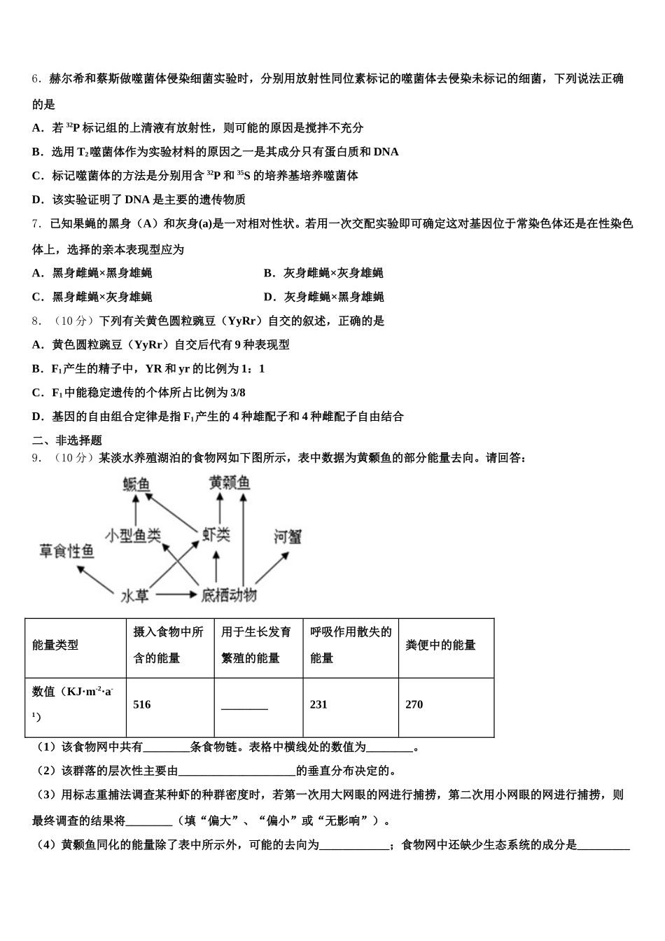 2025年内蒙古自治区普通高中高一生物第二学期期末质量检测模拟试题含解析_第2页