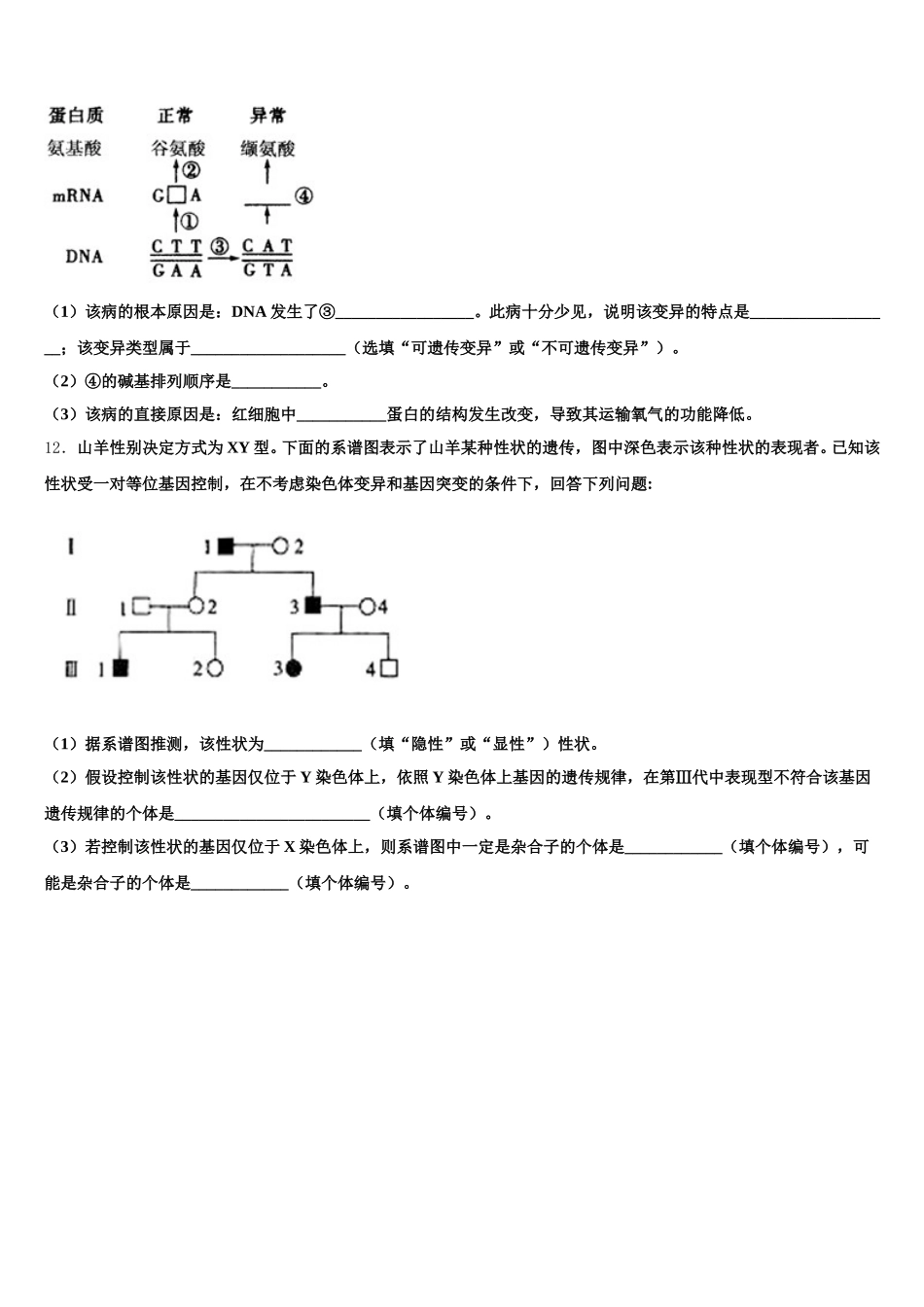 内蒙古第一机械制造有限公司一中2024-2025学年高一生物第二学期期末达标检测试题含解析_第3页