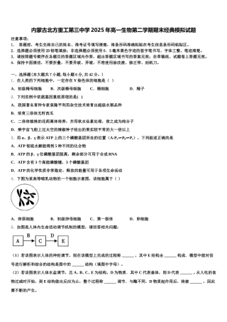 内蒙古北方重工第三中学2025年高一生物第二学期期末经典模拟试题含解析