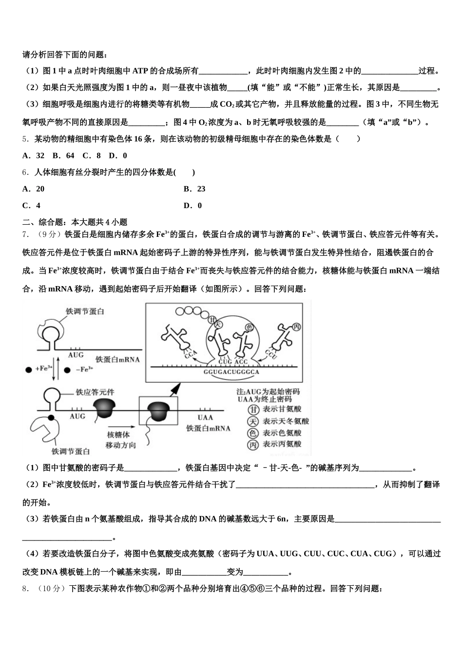 内蒙古包头市第三十三中学2025年生物高一下期末学业质量监测模拟试题含解析_第2页
