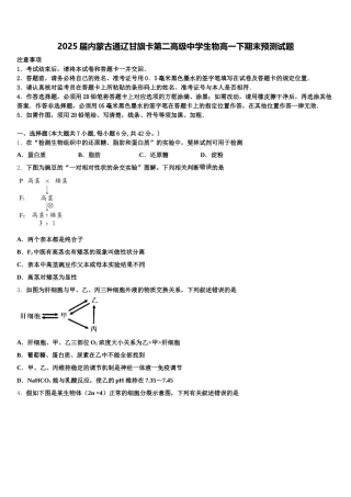 2025届内蒙古通辽甘旗卡第二高级中学生物高一下期末预测试题含解析