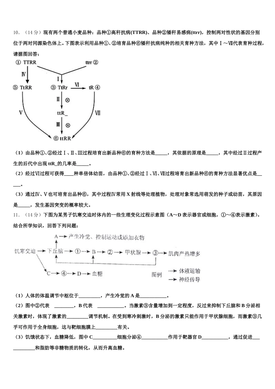 内蒙古鄂尔多斯西部四旗2024-2025学年高一生物第二学期期末教学质量检测试题含解析_第3页
