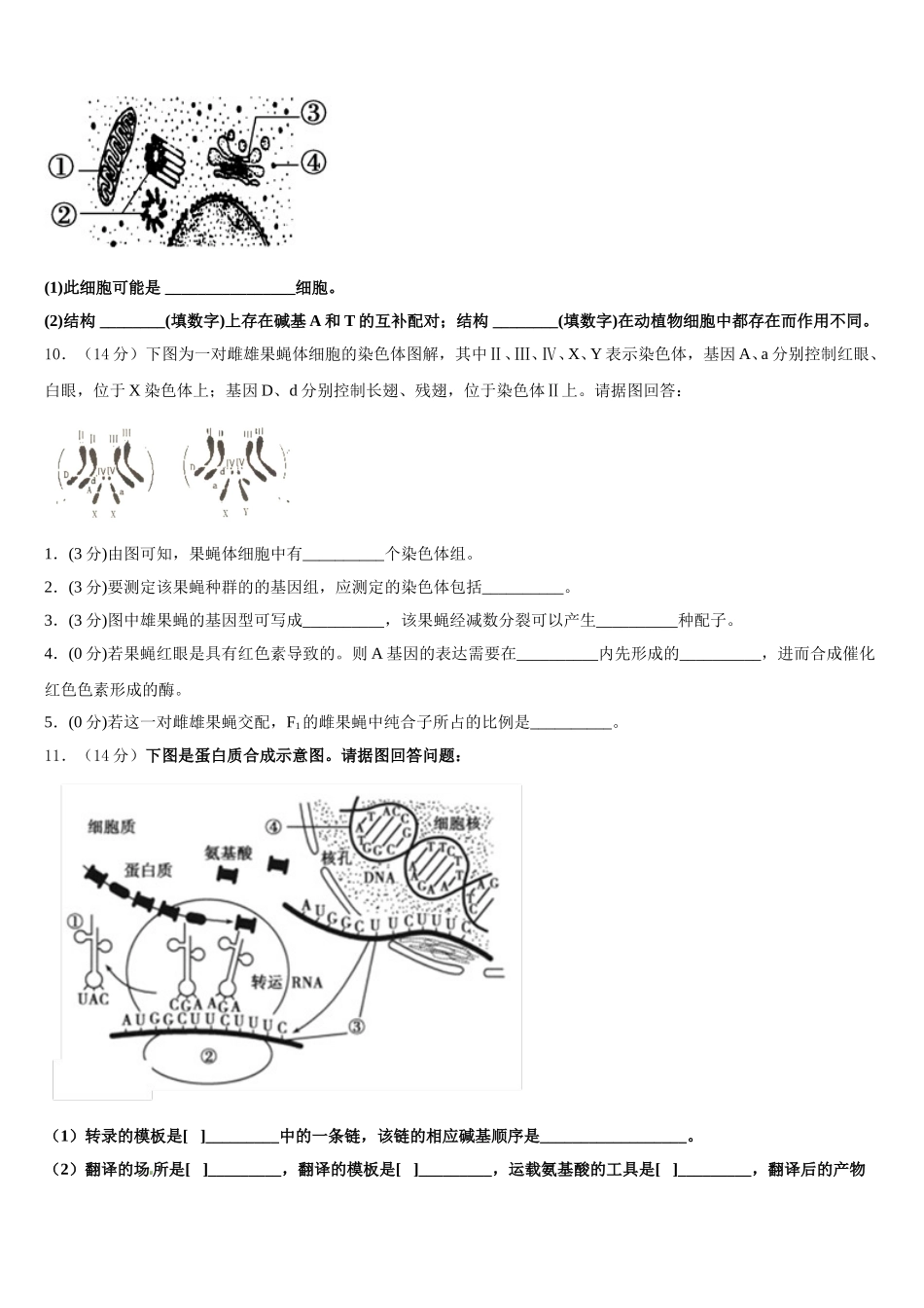 2024-2025学年内蒙古自治区包头市第三十三中学高一生物第二学期期末联考模拟试题含解析_第3页