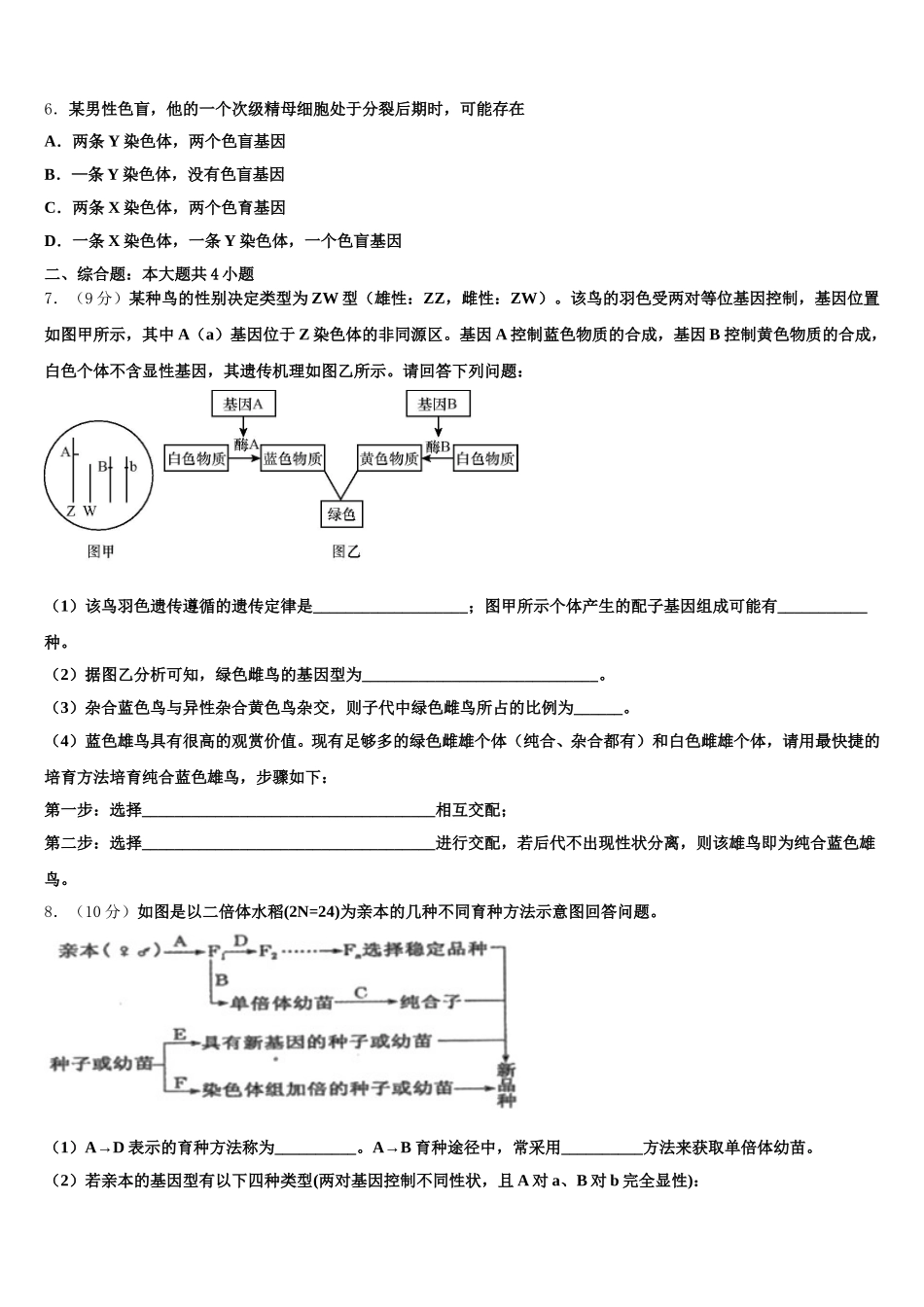 2025年兴安市重点中学高一生物第二学期期末复习检测试题含解析_第2页