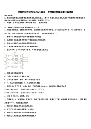 内蒙古乌兰察布市2025届高一生物第二学期期末经典试题含解析