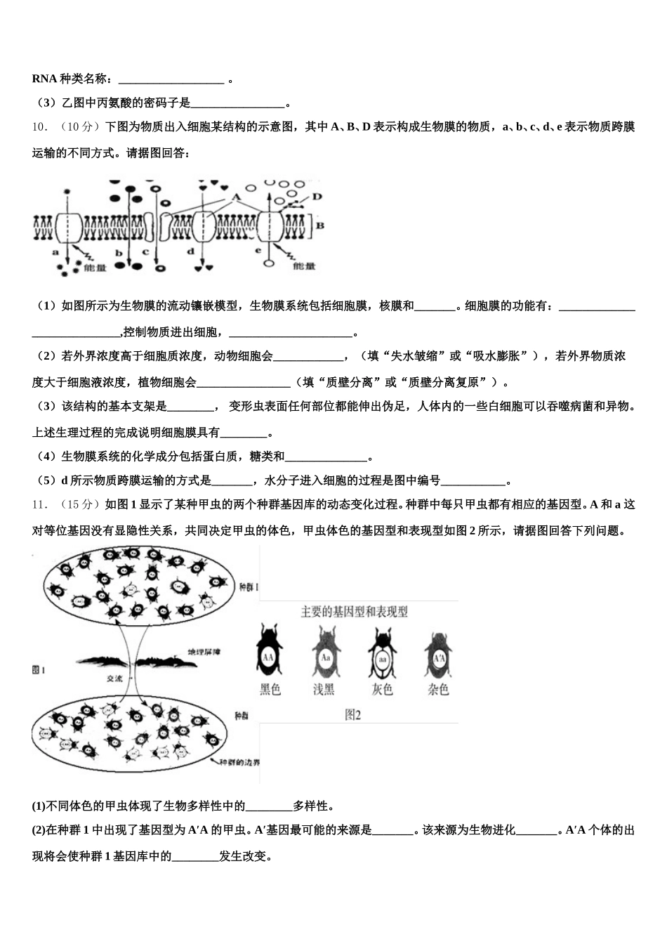 2025届内蒙古呼和浩特回民中学高一生物第二学期期末经典模拟试题含解析_第3页