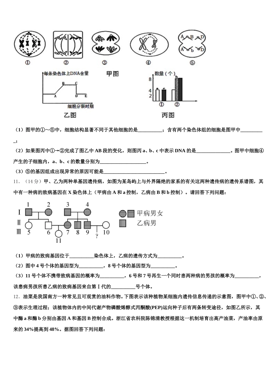 2025届湖北省恩施州三校联盟生物高一第二学期期末检测试题含解析_第3页