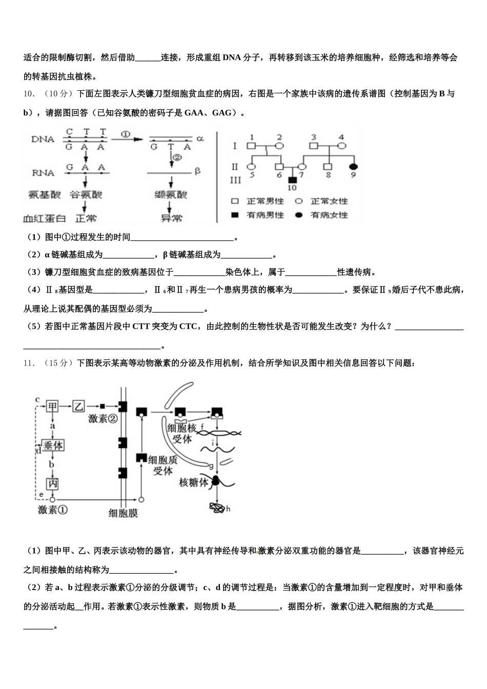 2025年湖北省湖北大学附属中学生物高一第二学期期末监测试题含解析_第3页