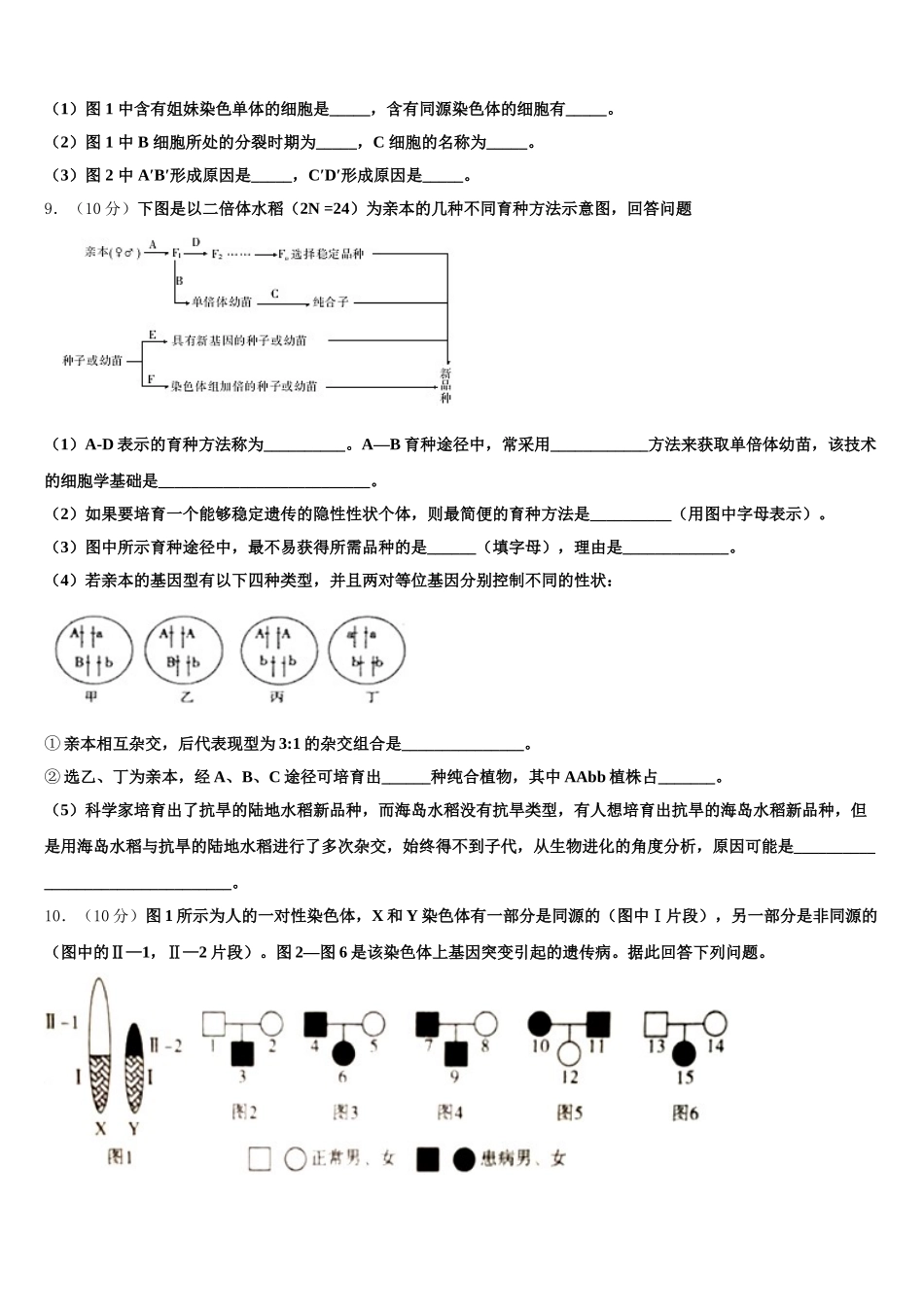 2024-2025学年湖北省武汉为明学校生物高一下期末经典试题含解析_第3页