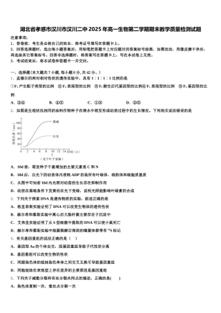 湖北省孝感市汉川市汉川二中2025年高一生物第二学期期末教学质量检测试题含解析