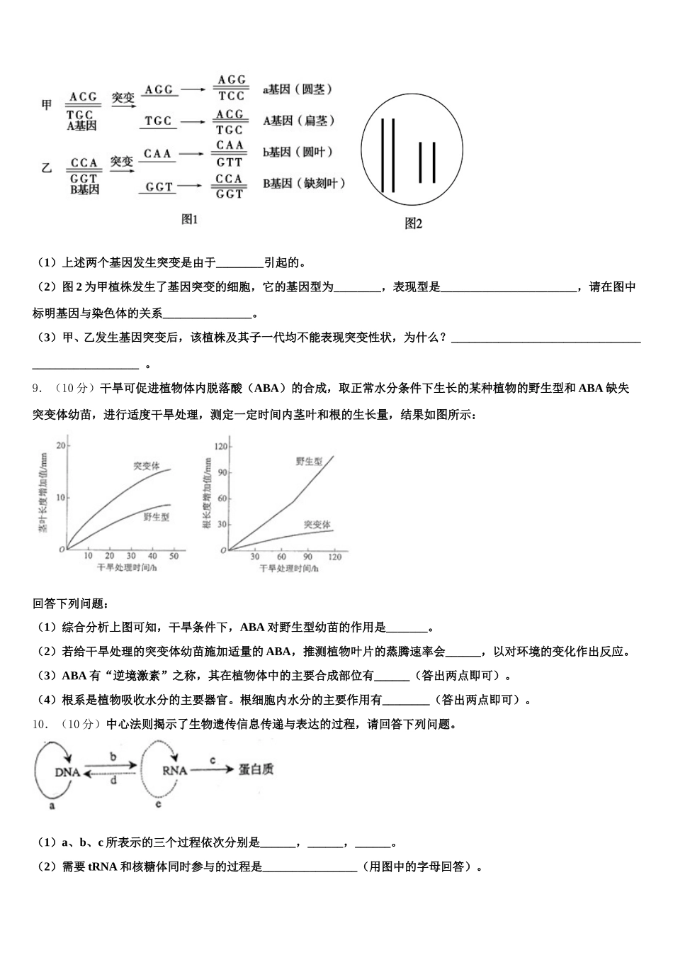 2024-2025学年湖北武汉市蔡甸区汉阳第一中学高一下生物期末调研试题含解析_第3页