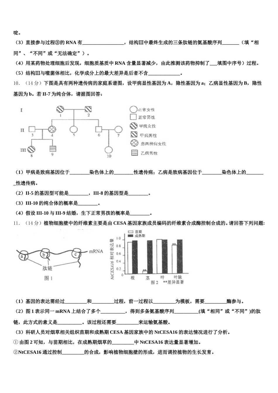 湖北省襄阳市等九地市2024-2025学年高一下生物期末质量检测模拟试题含解析_第3页