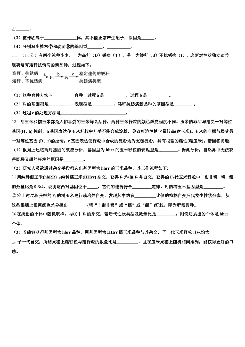 2025届湖北省荆州市沙市区沙市中学生物高一第二学期期末联考模拟试题含解析_第3页