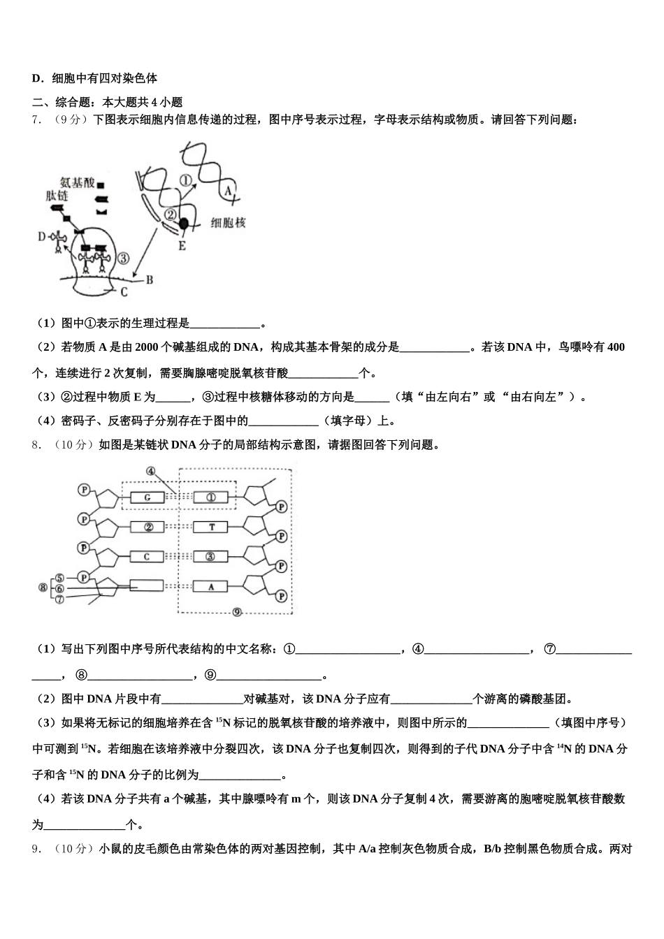 2024-2025学年湖北省当阳市第二高级中学高一生物第二学期期末检测试题含解析_第2页