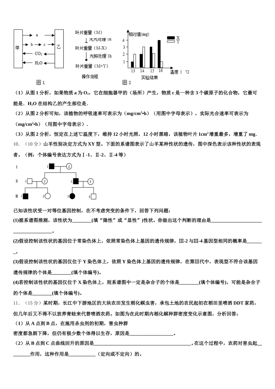 2025年湖北省荆州市松滋第四中学生物高一下期末考试试题含解析_第3页
