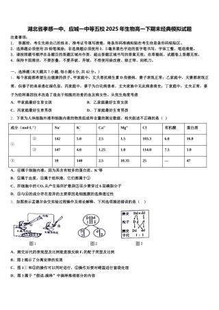湖北省孝感一中、应城一中等五校2025年生物高一下期末经典模拟试题含解析