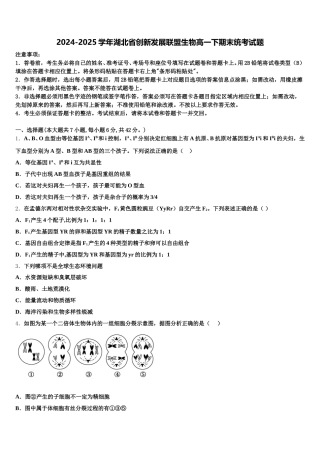 2024-2025学年湖北省创新发展联盟生物高一下期末统考试题含解析