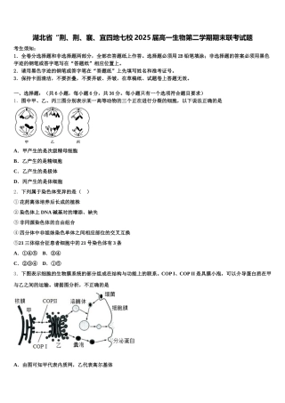 湖北省“荆、荆、襄、宜四地七校2025届高一生物第二学期期末联考试题含解析