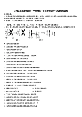 2025届湖北省监利一中生物高一下期末学业水平测试模拟试题含解析