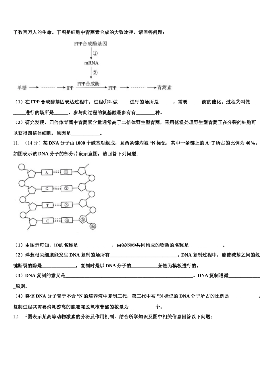 湖北省武汉市东西湖区华中师范大学第一附属中学2025届生物高一下期末质量检测模拟试题含解析_第3页