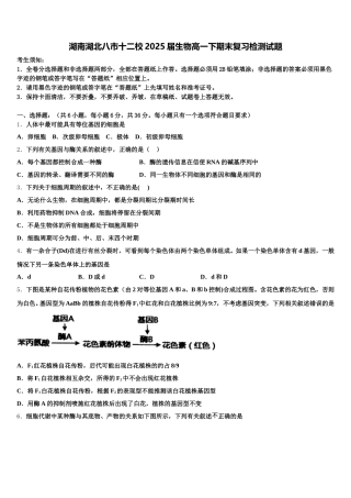 湖南湖北八市十二校2025届生物高一下期末复习检测试题含解析