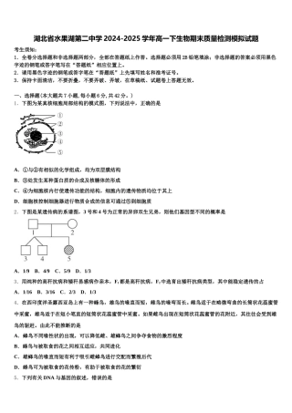 湖北省水果湖第二中学2024-2025学年高一下生物期末质量检测模拟试题含解析