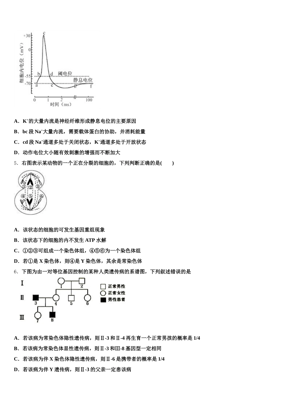 2024-2025学年湖北省大冶市一中生物高一下期末学业质量监测模拟试题含解析_第2页