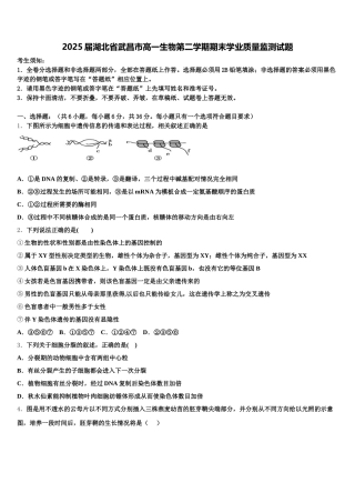 2025届湖北省武昌市高一生物第二学期期末学业质量监测试题含解析
