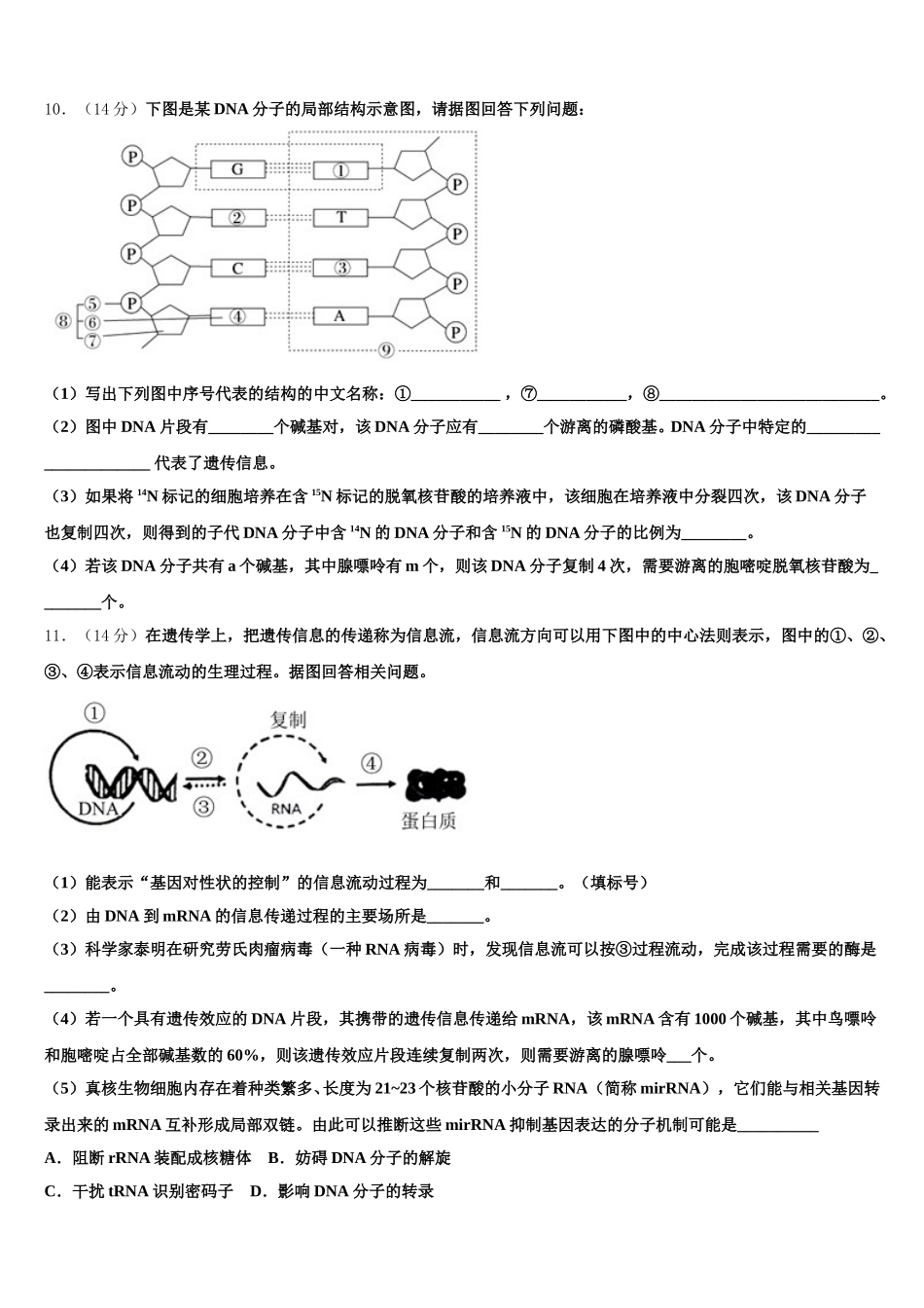 襄阳市第五中学2025届高一生物第二学期期末综合测试试题含解析_第3页